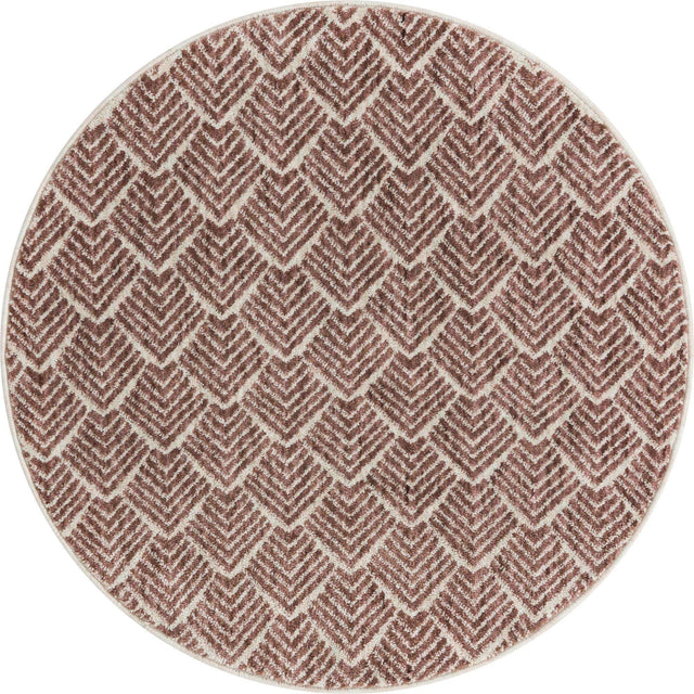 Dusty Rose 3' 3 x 3' 3 Eco Trellis Round Area Rug 100% Recycled Space Dyed Polyester With Cotton Backing Geometric Pattern Eco-Friendly Carpet for Sale at Rug Engine