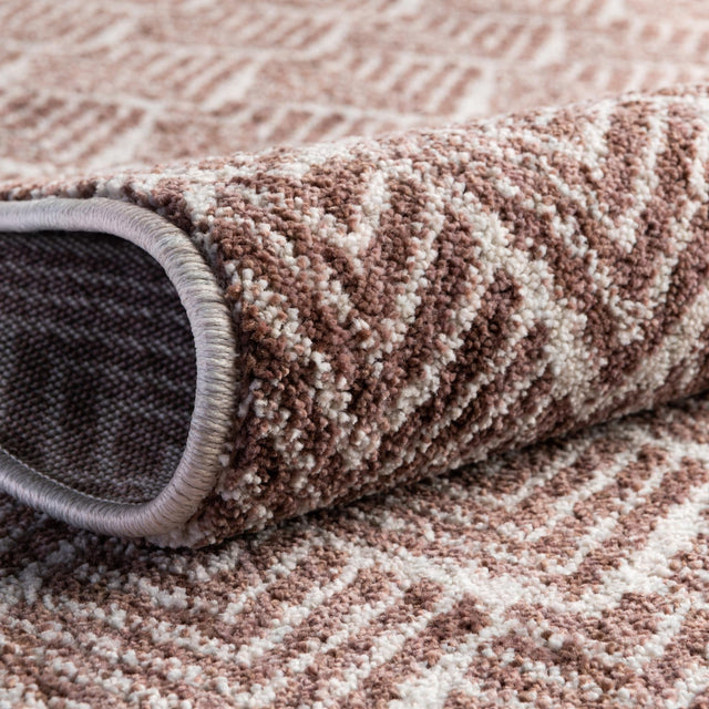Dusty Rose 3' 3 x 3' 3 Eco Trellis Round Area Rug 100% Recycled Space Dyed Polyester With Cotton Backing Geometric Pattern Eco-Friendly Carpet for Sale at Rug Engine
