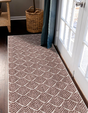 Dusty Rose 2' x 8' Eco Trellis Runner Area Rug 100% Recycled Space Dyed Polyester With Cotton Backing Geometric Pattern Eco-Friendly Carpet for Sale at Rug Engine