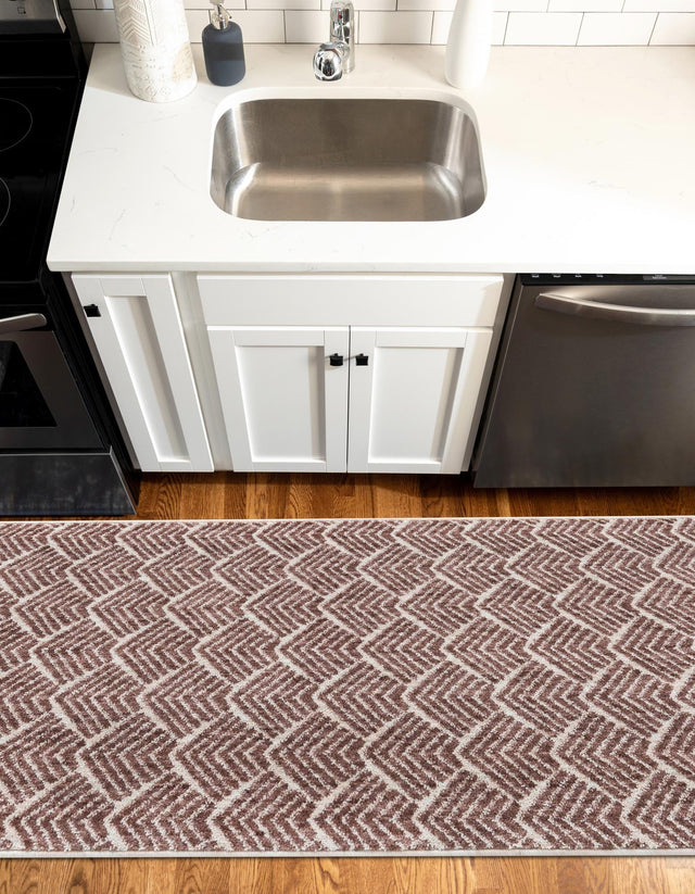 Dusty Rose 2' x 8' Eco Trellis Runner Area Rug 100% Recycled Space Dyed Polyester With Cotton Backing Geometric Pattern Eco-Friendly Carpet for Sale at Rug Engine
