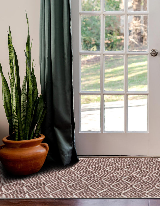 Dusty Rose 2' x 8' Eco Trellis Runner Area Rug 100% Recycled Space Dyed Polyester With Cotton Backing Geometric Pattern Eco-Friendly Carpet for Sale at Rug Engine
