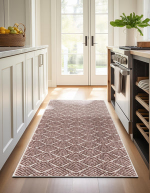 Dusty Rose 2' 7 x 12' Eco Trellis Runner Area Rug 100% Recycled Space Dyed Polyester With Cotton Backing Geometric Pattern Eco-Friendly Carpet for Sale at Rug Engine