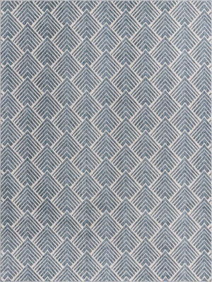 Harbor Blue 7' 10 x 10' Eco Trellis Rectangle Area Rug 100% Recycled Space Dyed Polyester With Cotton Backing Geometric Pattern Eco-Friendly Carpet for Sale at Rug Engine
