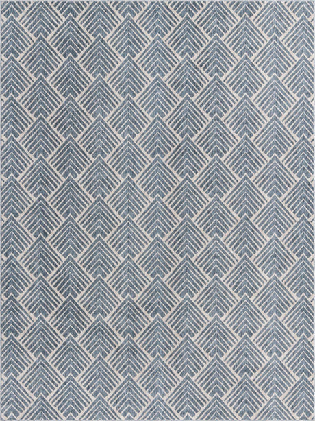 Harbor Blue 7' 10 x 10' Eco Trellis Rectangle Area Rug 100% Recycled Space Dyed Polyester With Cotton Backing Geometric Pattern Eco-Friendly Carpet for Sale at Rug Engine