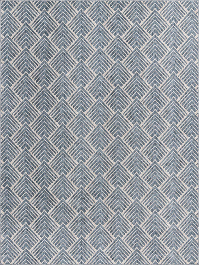 Harbor Blue 7' 10 x 10' Eco Trellis Rectangle Area Rug 100% Recycled Space Dyed Polyester With Cotton Backing Geometric Pattern Eco-Friendly Carpet for Sale at Rug Engine