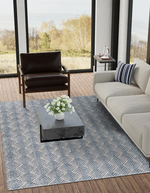 Harbor Blue 5' 3 x 8' Eco Trellis Rectangle Area Rug 100% Recycled Space Dyed Polyester With Cotton Backing Geometric Pattern Eco-Friendly Carpet for Sale at Rug Engine