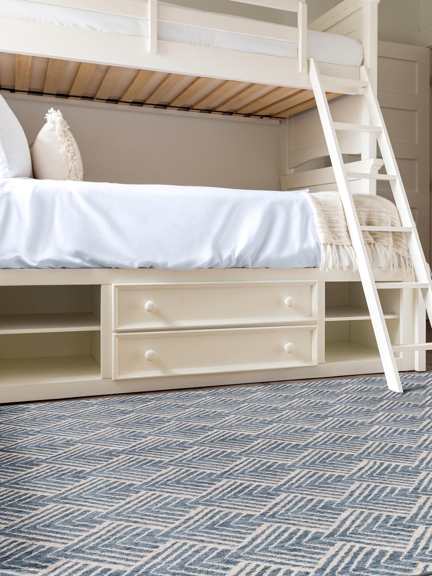 Harbor Blue 5' 3 x 8' Eco Trellis Rectangle Area Rug 100% Recycled Space Dyed Polyester With Cotton Backing Geometric Pattern Eco-Friendly Carpet for Sale at Rug Engine