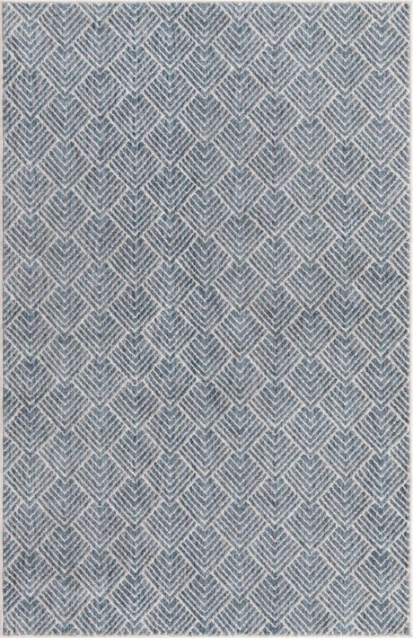 Harbor Blue 4' x 6' Eco Trellis Rectangle Area Rug 100% Recycled Space Dyed Polyester With Cotton Backing Geometric Pattern Eco-Friendly Carpet for Sale at Rug Engine