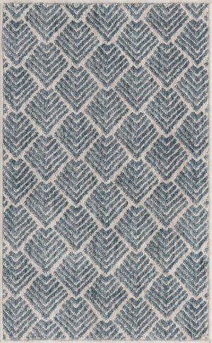 Harbor Blue 2' x 3' Eco Trellis Rectangle Area Rug 100% Recycled Space Dyed Polyester With Cotton Backing Geometric Pattern Eco-Friendly Carpet for Sale at Rug Engine