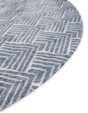 Harbor Blue 7' x 7' Eco Trellis Round Area Rug 100% Recycled Space Dyed Polyester With Cotton Backing Geometric Pattern Eco-Friendly Carpet for Sale at Rug Engine