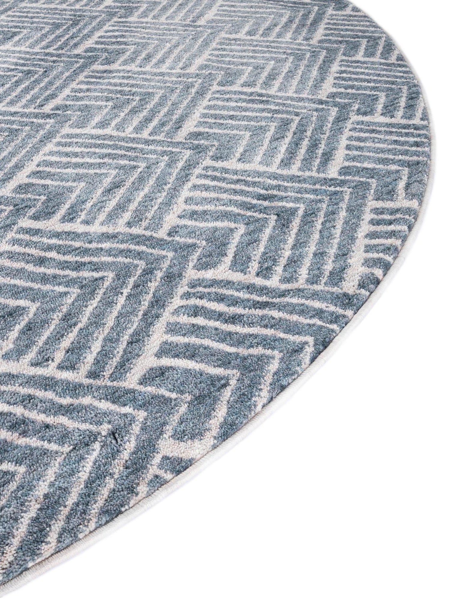 Harbor Blue 3' 3 x 3' 3 Eco Trellis Round Area Rug 100% Recycled Space Dyed Polyester With Cotton Backing Geometric Pattern Eco-Friendly Carpet for Sale at Rug Engine