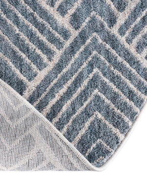 Harbor Blue 7' x 7' Eco Trellis Round Area Rug 100% Recycled Space Dyed Polyester With Cotton Backing Geometric Pattern Eco-Friendly Carpet for Sale at Rug Engine