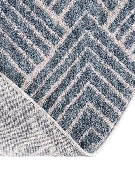 Harbor Blue 7' x 7' Eco Trellis Round Area Rug 100% Recycled Space Dyed Polyester With Cotton Backing Geometric Pattern Eco-Friendly Carpet for Sale at Rug Engine