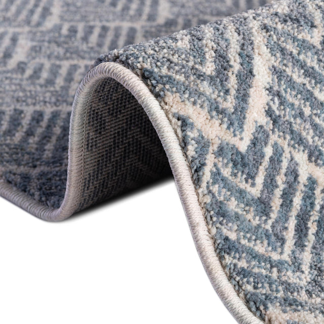 Harbor Blue 3' 3 x 3' 3 Eco Trellis Round Area Rug 100% Recycled Space Dyed Polyester With Cotton Backing Geometric Pattern Eco-Friendly Carpet for Sale at Rug Engine