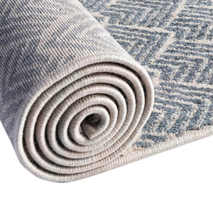 Harbor Blue 7' x 7' Eco Trellis Round Area Rug 100% Recycled Space Dyed Polyester With Cotton Backing Geometric Pattern Eco-Friendly Carpet for Sale at Rug Engine