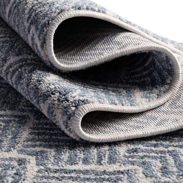 Harbor Blue 3' 3 x 3' 3 Eco Trellis Round Area Rug 100% Recycled Space Dyed Polyester With Cotton Backing Geometric Pattern Eco-Friendly Carpet for Sale at Rug Engine
