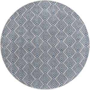 Harbor Blue 7' x 7' Eco Trellis Round Area Rug 100% Recycled Space Dyed Polyester With Cotton Backing Geometric Pattern Eco-Friendly Carpet for Sale at Rug Engine