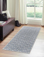 Harbor Blue 2' x 8' Eco Trellis Runner Area Rug 100% Recycled Space Dyed Polyester With Cotton Backing Geometric Pattern Eco-Friendly Carpet for Sale at Rug Engine