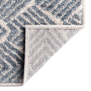Harbor Blue 2' x 6' Eco Trellis Runner Area Rug 100% Recycled Space Dyed Polyester With Cotton Backing Geometric Pattern Eco-Friendly Carpet for Sale at Rug Engine