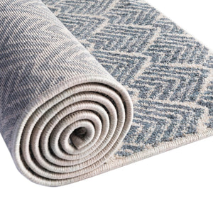 Harbor Blue 2' 7 x 12' Eco Trellis Runner Area Rug 100% Recycled Space Dyed Polyester With Cotton Backing Geometric Pattern Eco-Friendly Carpet for Sale at Rug Engine