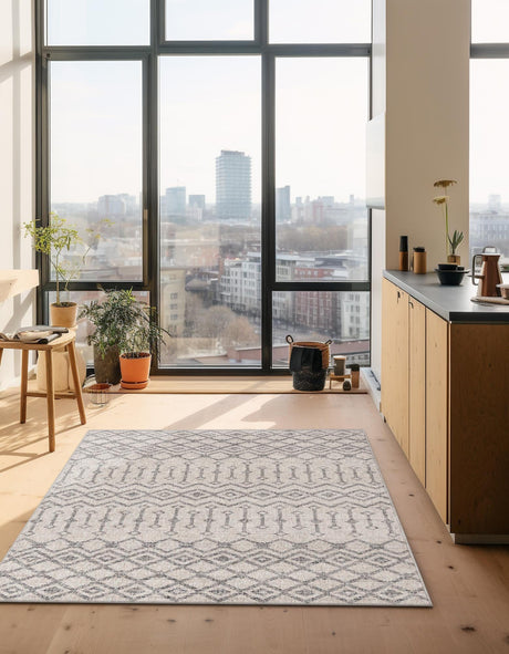 Ivory 10' x 13' Eco Trellis Rectangle Area Rug 100% Recycled Space Dyed Polyester With Cotton Backing Geometric Pattern Eco-Friendly Carpet for Sale at Rug Engine