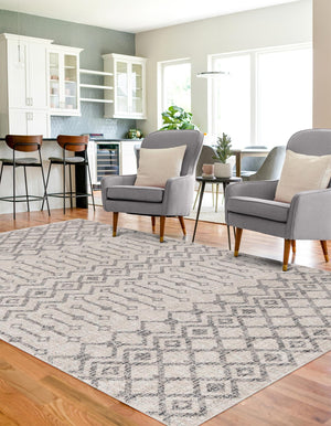 Ivory 5' 3 x 8' Eco Trellis Rectangle Area Rug 100% Recycled Space Dyed Polyester With Cotton Backing Geometric Pattern Eco-Friendly Carpet for Sale at Rug Engine