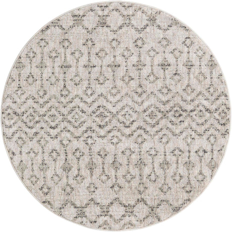 Ivory 3' 3 x 3' 3 Eco Trellis Round Area Rug 100% Recycled Space Dyed Polyester With Cotton Backing Geometric Pattern Eco-Friendly Carpet for Sale at Rug Engine