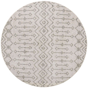 Ivory 7' x 7' Eco Trellis Round Area Rug 100% Recycled Space Dyed Polyester With Cotton Backing Geometric Pattern Eco-Friendly Carpet for Sale at Rug Engine