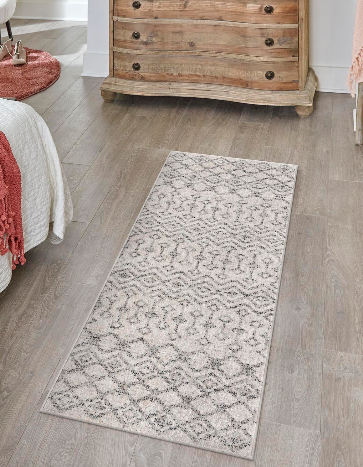 Ivory 2' x 6' Eco Trellis Runner Area Rug 100% Recycled Space Dyed Polyester With Cotton Backing Geometric Pattern Eco-Friendly Carpet for Sale at Rug Engine