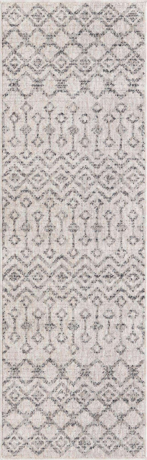Ivory 2' x 6' Eco Trellis Runner Area Rug 100% Recycled Space Dyed Polyester With Cotton Backing Geometric Pattern Eco-Friendly Carpet for Sale at Rug Engine