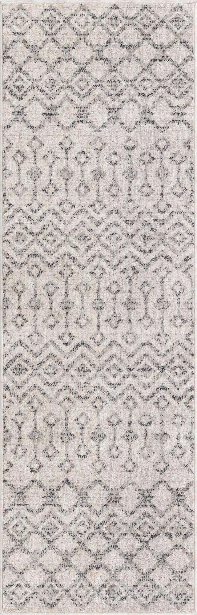 Ivory 2' x 6' Eco Trellis Runner Area Rug 100% Recycled Space Dyed Polyester With Cotton Backing Geometric Pattern Eco-Friendly Carpet for Sale at Rug Engine