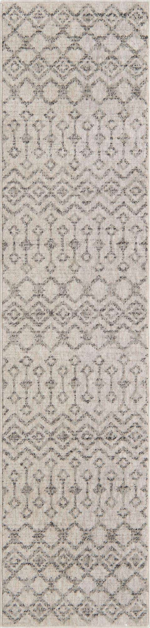Ivory 2' x 8' Eco Trellis Runner Area Rug 100% Recycled Space Dyed Polyester With Cotton Backing Geometric Pattern Eco-Friendly Carpet for Sale at Rug Engine