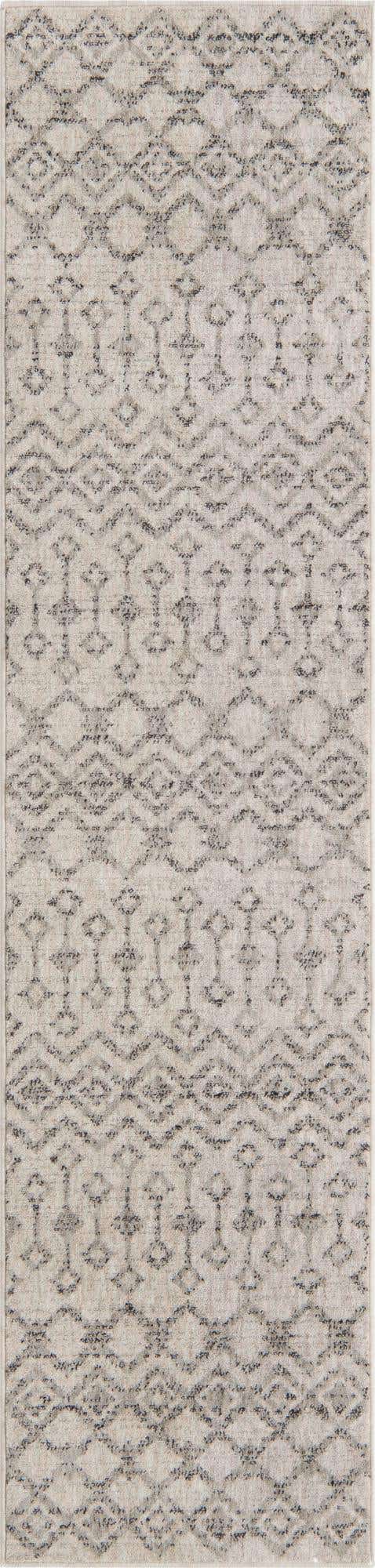Ivory 2' x 8' Eco Trellis Runner Area Rug 100% Recycled Space Dyed Polyester With Cotton Backing Geometric Pattern Eco-Friendly Carpet for Sale at Rug Engine