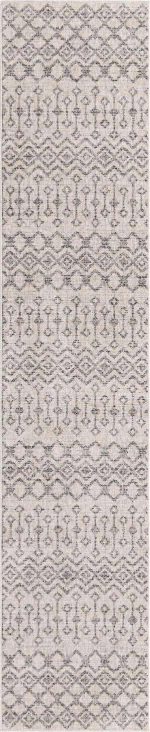 Ivory 2' 7 x 12' Eco Trellis Runner Area Rug 100% Recycled Space Dyed Polyester With Cotton Backing Geometric Pattern Eco-Friendly Carpet for Sale at Rug Engine