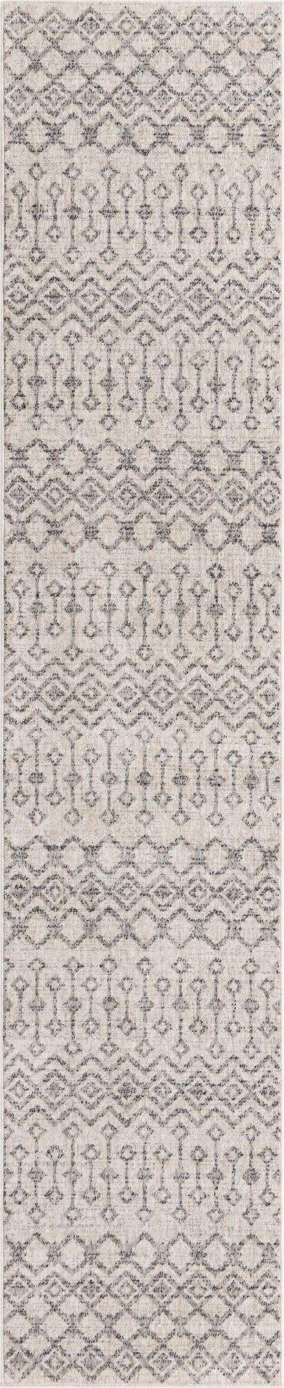 Ivory 2' 7 x 12' Eco Trellis Runner Area Rug 100% Recycled Space Dyed Polyester With Cotton Backing Geometric Pattern Eco-Friendly Carpet for Sale at Rug Engine
