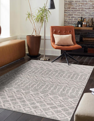 Gray 2' x 3' Eco Trellis Rectangle Area Rug 100% Recycled Space Dyed Polyester With Cotton Backing Geometric Pattern Eco-Friendly Carpet for Sale at Rug Engine