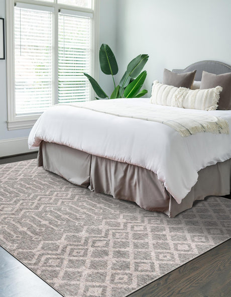Gray 2' x 3' Eco Trellis Rectangle Area Rug 100% Recycled Space Dyed Polyester With Cotton Backing Geometric Pattern Eco-Friendly Carpet for Sale at Rug Engine