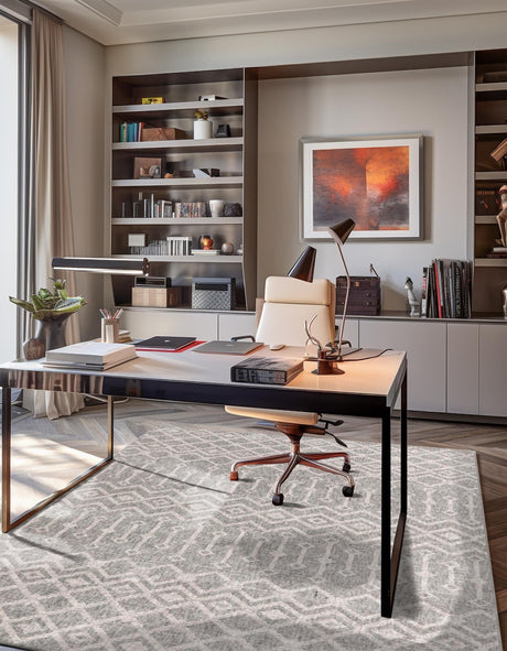 Gray 2' x 3' Eco Trellis Rectangle Area Rug 100% Recycled Space Dyed Polyester With Cotton Backing Geometric Pattern Eco-Friendly Carpet for Sale at Rug Engine