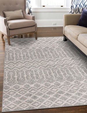 Gray 2' x 3' Eco Trellis Rectangle Area Rug 100% Recycled Space Dyed Polyester With Cotton Backing Geometric Pattern Eco-Friendly Carpet for Sale at Rug Engine