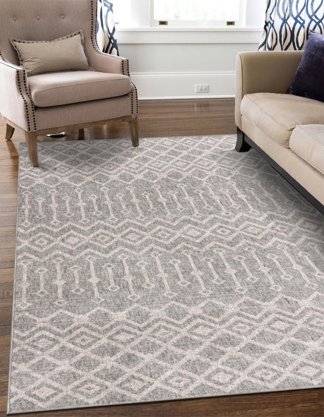Gray 2' x 3' Eco Trellis Rectangle Area Rug 100% Recycled Space Dyed Polyester With Cotton Backing Geometric Pattern Eco-Friendly Carpet for Sale at Rug Engine