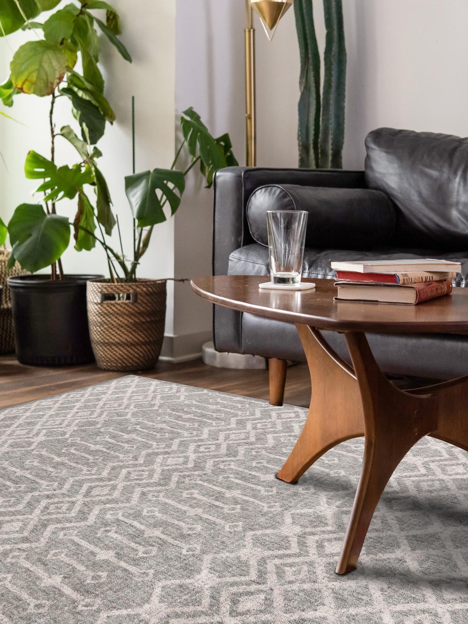 Gray 2' x 3' Eco Trellis Rectangle Area Rug 100% Recycled Space Dyed Polyester With Cotton Backing Geometric Pattern Eco-Friendly Carpet for Sale at Rug Engine