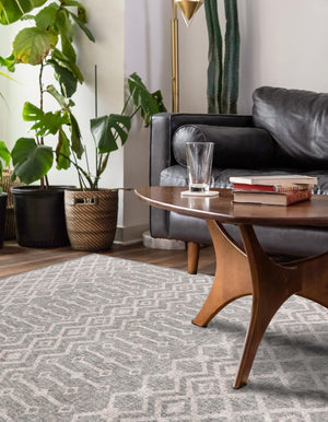 Gray 2' x 3' Eco Trellis Rectangle Area Rug 100% Recycled Space Dyed Polyester With Cotton Backing Geometric Pattern Eco-Friendly Carpet for Sale at Rug Engine
