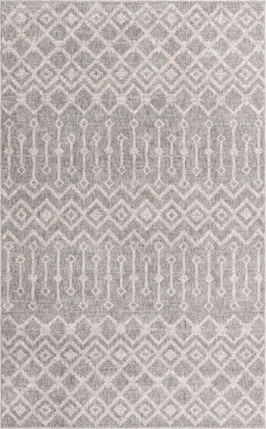 Gray 5' 3 x 8' Eco Trellis Rectangle Area Rug 100% Recycled Space Dyed Polyester With Cotton Backing Geometric Pattern Eco-Friendly Carpet for Sale at Rug Engine