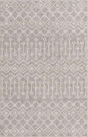 Gray 4' x 6' Eco Trellis Rectangle Area Rug 100% Recycled Space Dyed Polyester With Cotton Backing Geometric Pattern Eco-Friendly Carpet for Sale at Rug Engine