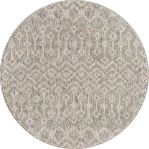 Gray 3' 3 x 3' 3 Eco Trellis Round Area Rug 100% Recycled Space Dyed Polyester With Cotton Backing Geometric Pattern Eco-Friendly Carpet for Sale at Rug Engine