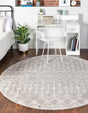 Gray 3' 3 x 3' 3 Eco Trellis Round Area Rug 100% Recycled Space Dyed Polyester With Cotton Backing Geometric Pattern Eco-Friendly Carpet for Sale at Rug Engine