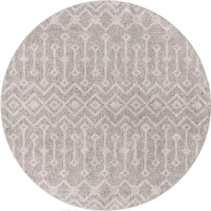 Gray 7' x 7' Eco Trellis Round Area Rug 100% Recycled Space Dyed Polyester With Cotton Backing Geometric Pattern Eco-Friendly Carpet for Sale at Rug Engine