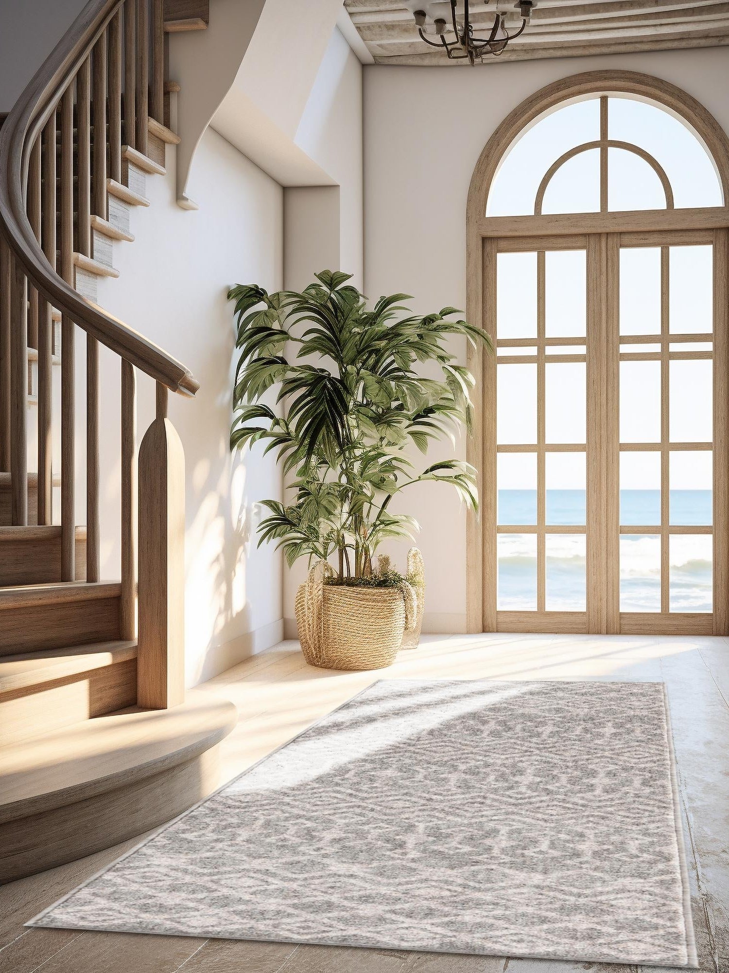 Gray 2' x 6' Eco Trellis Runner Area Rug 100% Recycled Space Dyed Polyester With Cotton Backing Geometric Pattern Eco-Friendly Carpet for Sale at Rug Engine