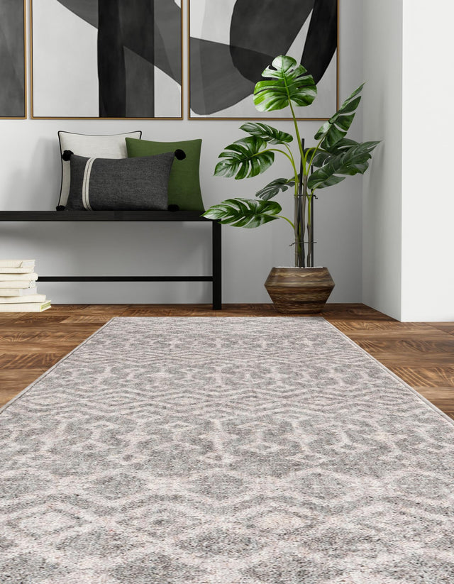 Gray 2' x 6' Eco Trellis Runner Area Rug 100% Recycled Space Dyed Polyester With Cotton Backing Geometric Pattern Eco-Friendly Carpet for Sale at Rug Engine