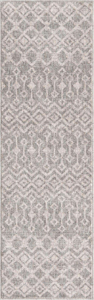 Gray 2' x 6' Eco Trellis Runner Area Rug 100% Recycled Space Dyed Polyester With Cotton Backing Geometric Pattern Eco-Friendly Carpet for Sale at Rug Engine